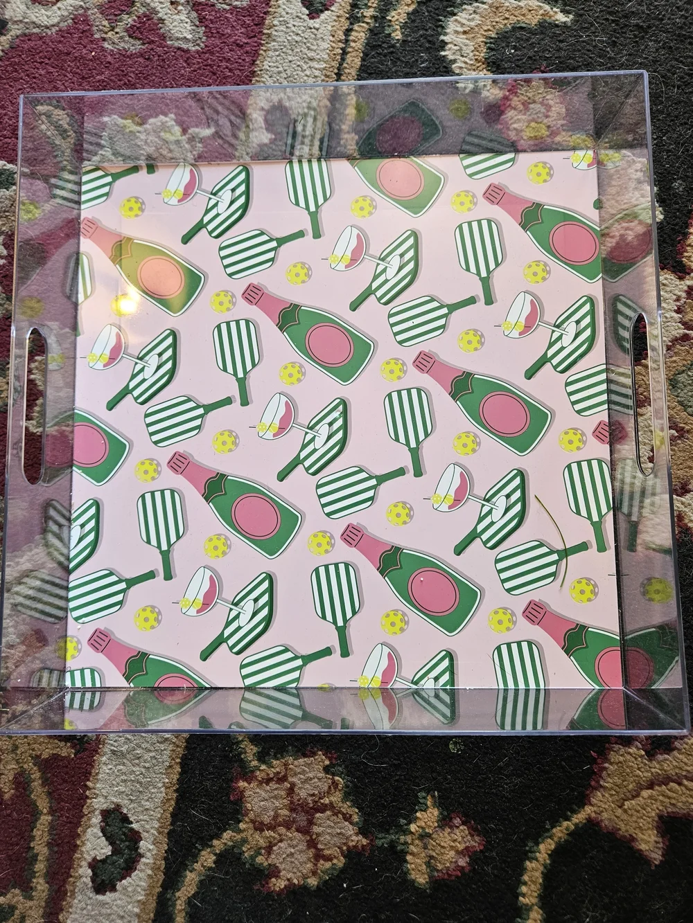 Hand-Painted Tropical Leaf Serving Tray - And Summer Tray With Handles
